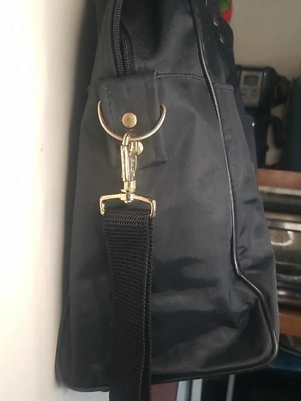 Black Men's Travel Tote Bag with Gold Logo